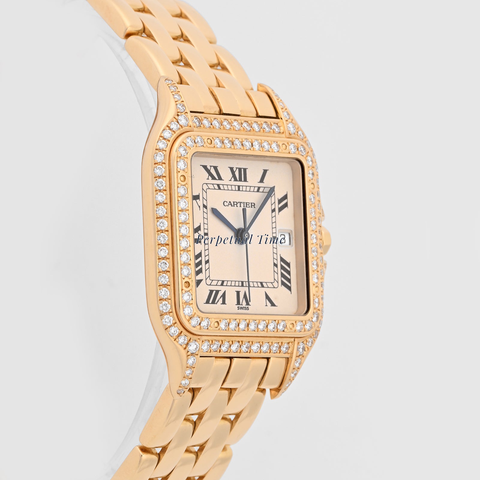 Cartier panthere jumbo yg white roman Dial on yellow gold band W25014b9