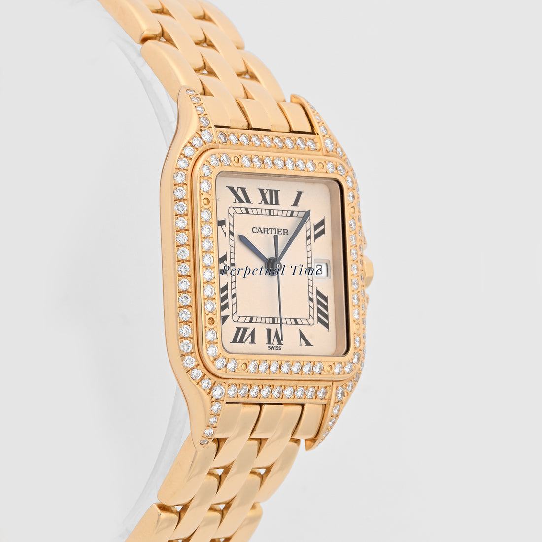 Cartier panthere jumbo yg white roman Dial on yellow gold band W25014b9