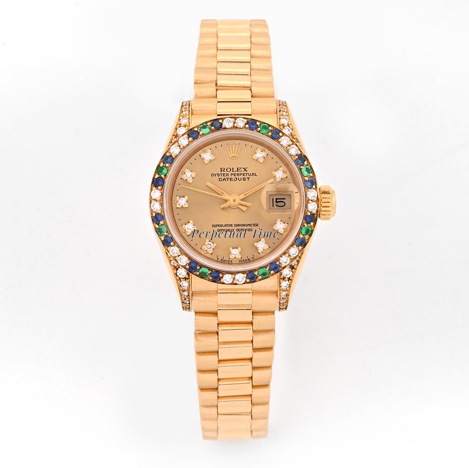Rolex Datejust Lady President Champagne Diamond Dial on President band 69038