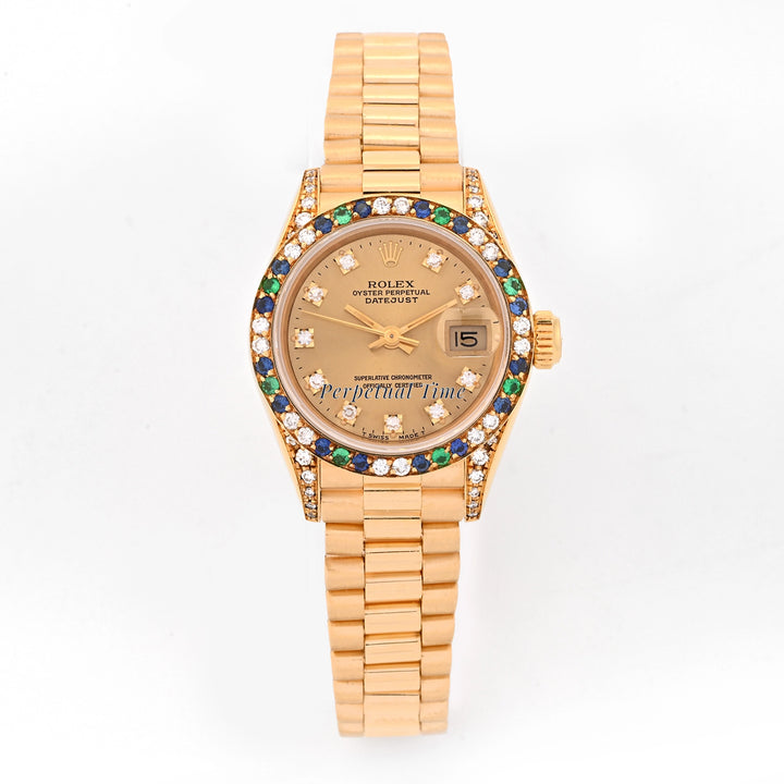 Rolex Datejust Lady President Champagne Diamond Dial on President 69038