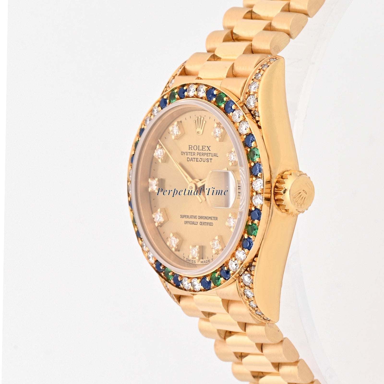 Rolex Datejust Lady President Champagne Diamond Dial on President 69038
