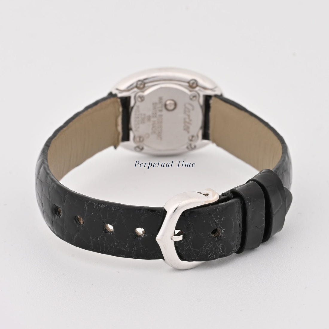 Cartier Baignoire Mini White Roman Dial on Black leather band w1518956