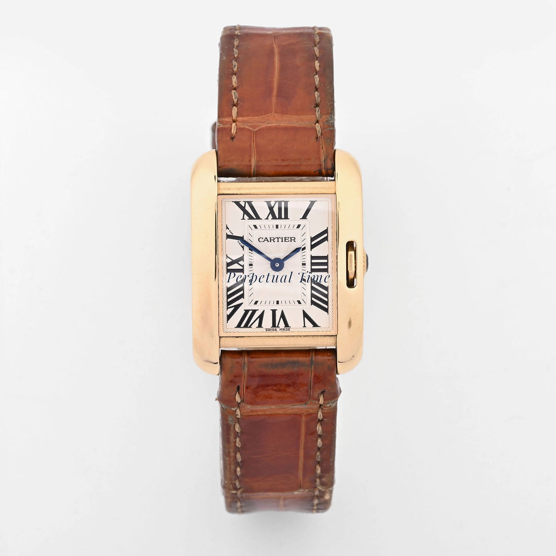 Cartier Tank Anglaise White Roman Dial on leather band W5310028 Papers 2015