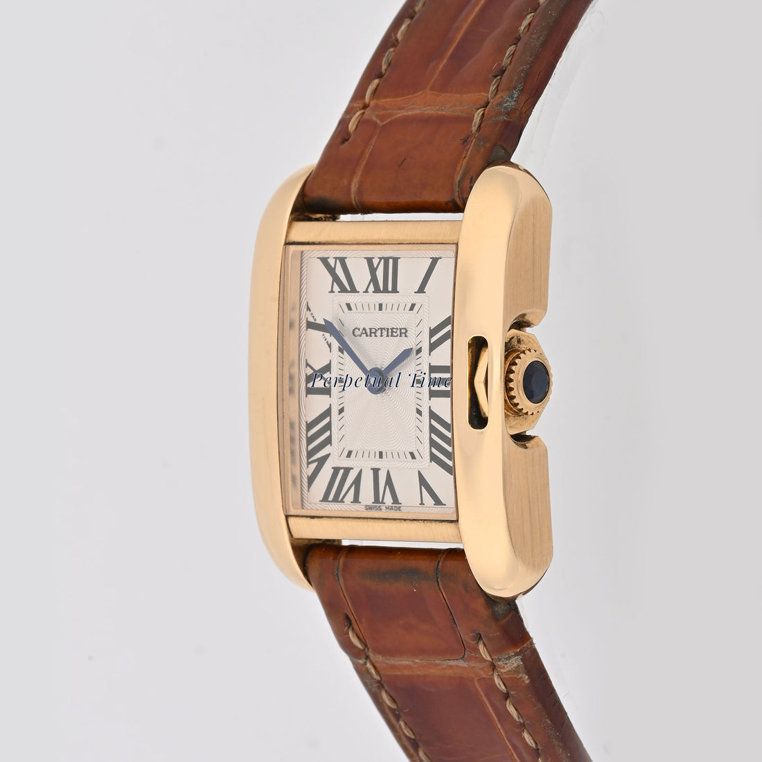 Cartier Tank Anglaise White Roman Dial on leather band band W5310028 Papers 2015