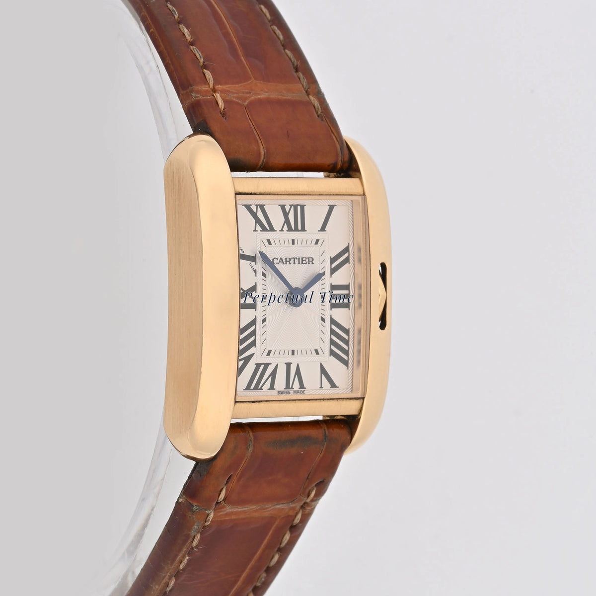 Cartier Tank Anglaise White Roman Dial on leather band W5310028 Papers 2015