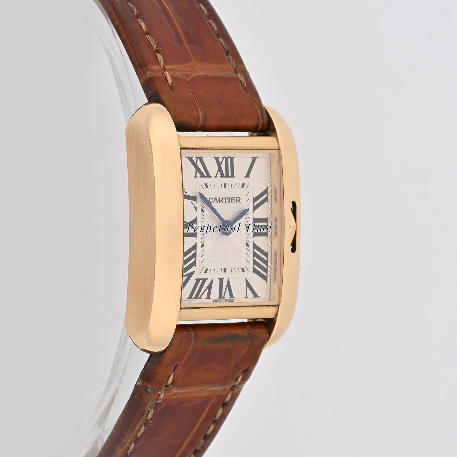 Cartier Tank Anglaise Silver Roman Dial on Leather band W5310028