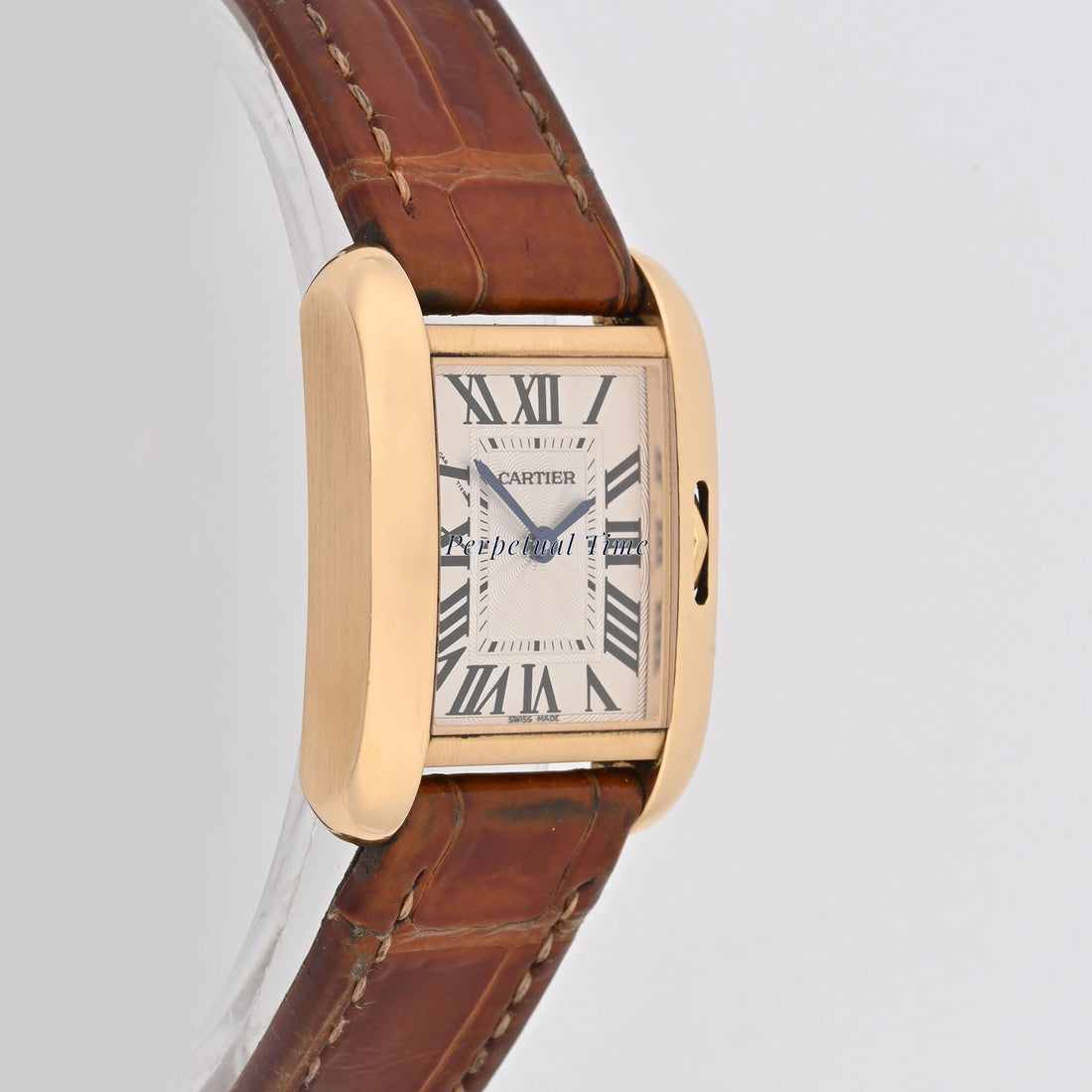Cartier Tank Anglaise Silver Roman Dial on Leather W5310028