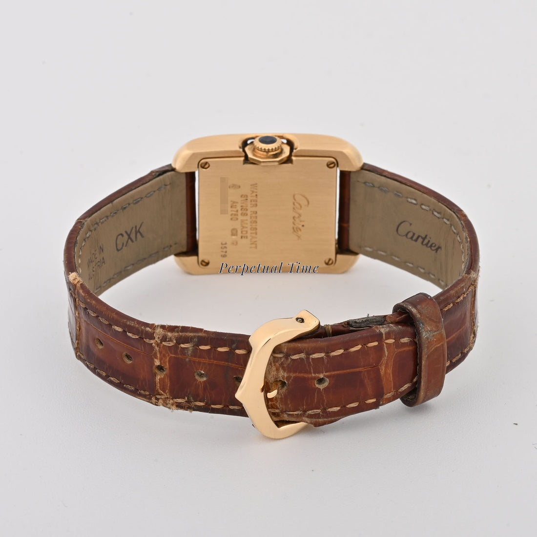 Cartier Tank Anglaise Silver Roman Dial on Leather band W5310028