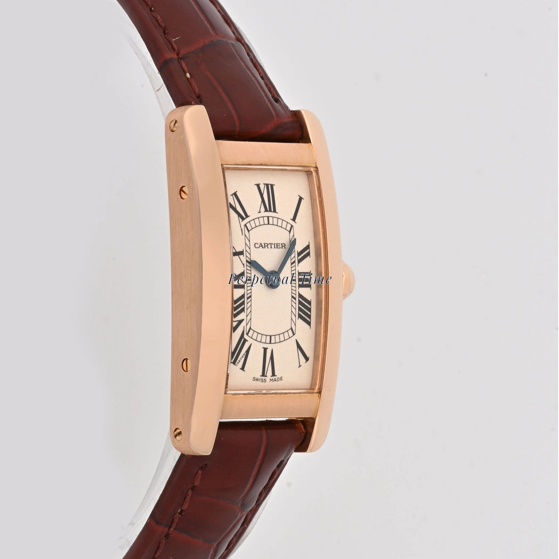 Cartier Tank Americaine Silver Roman Dial on Leather Strap W2607456