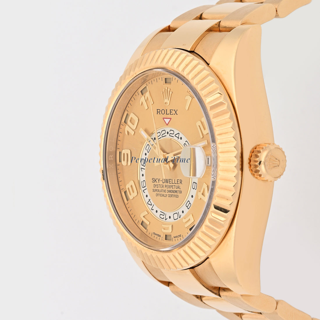 Rolex SkyDweller Champagne Sunray Arabic Dial on Oyster band 326938 Card 2014