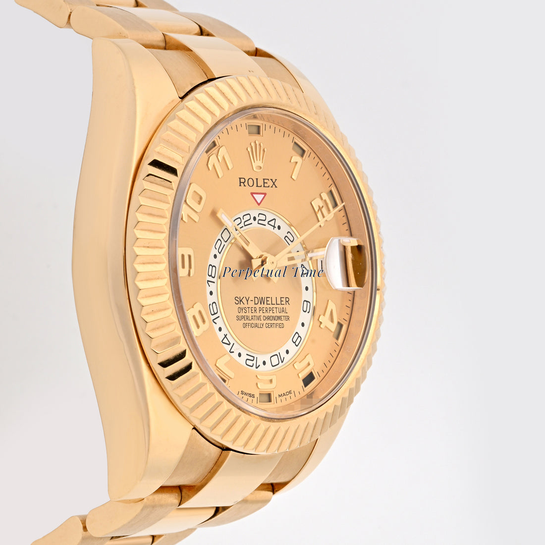 Rolex SkyDweller Champagne Sunray Arabic Dial on Oyster band 326938 Card 2014