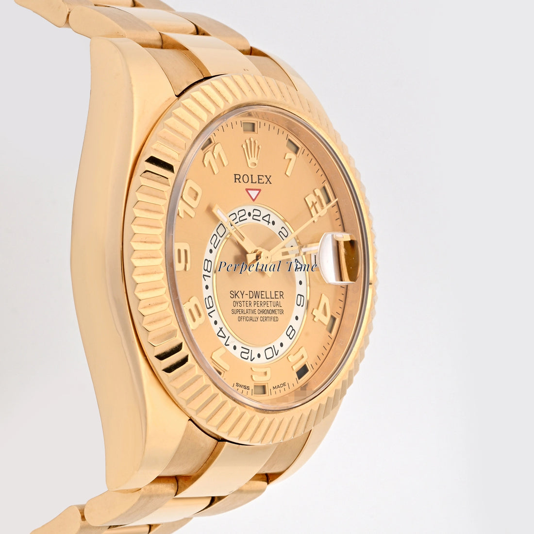 Rolex SkyDweller Champagne Sunray Arabic Dial on Oyster 326938 Card 2014