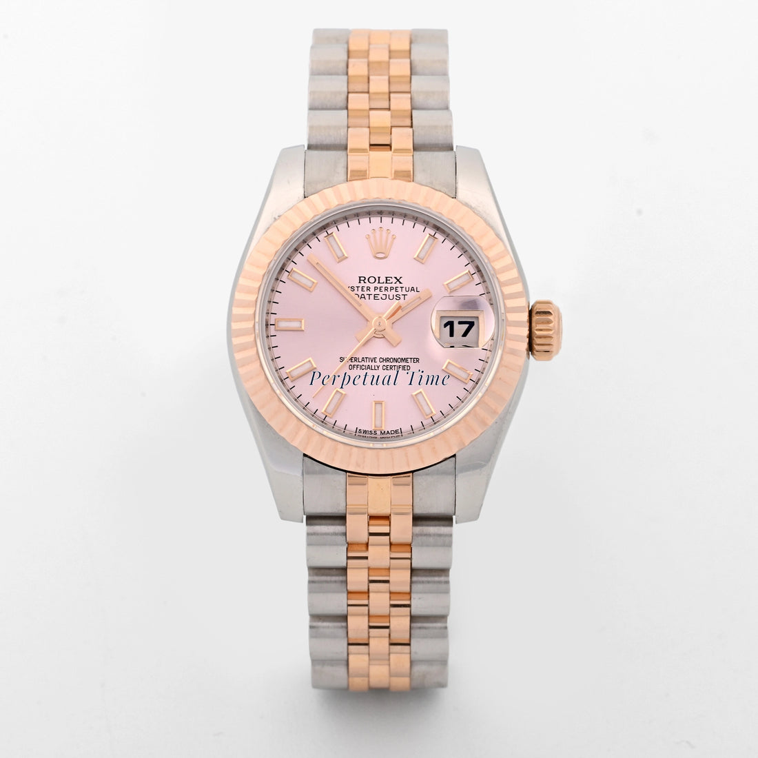 Rolex Datejust Lady Pink Stick Dial on Jubilee 179171 Card 2013