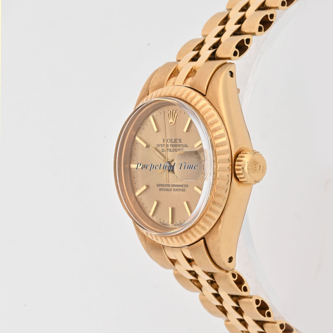Rolex Ladies Datejust Champagne Stick Dial on jubilee band 6917