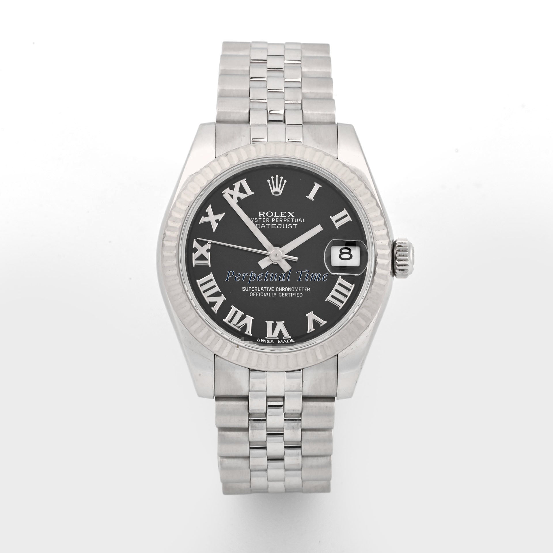 Rolex Datejust 31 Black Roman Dial on Jubilee band 178274 Card 2010