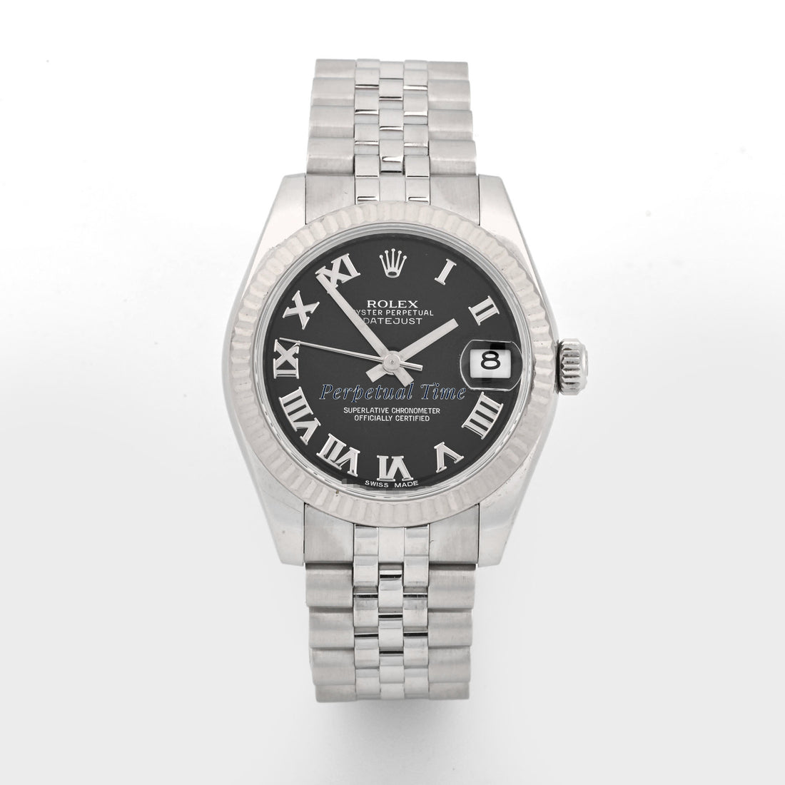 Rolex Datejust 31 Black Roman Dial on Jubilee band 178274 Card 2010