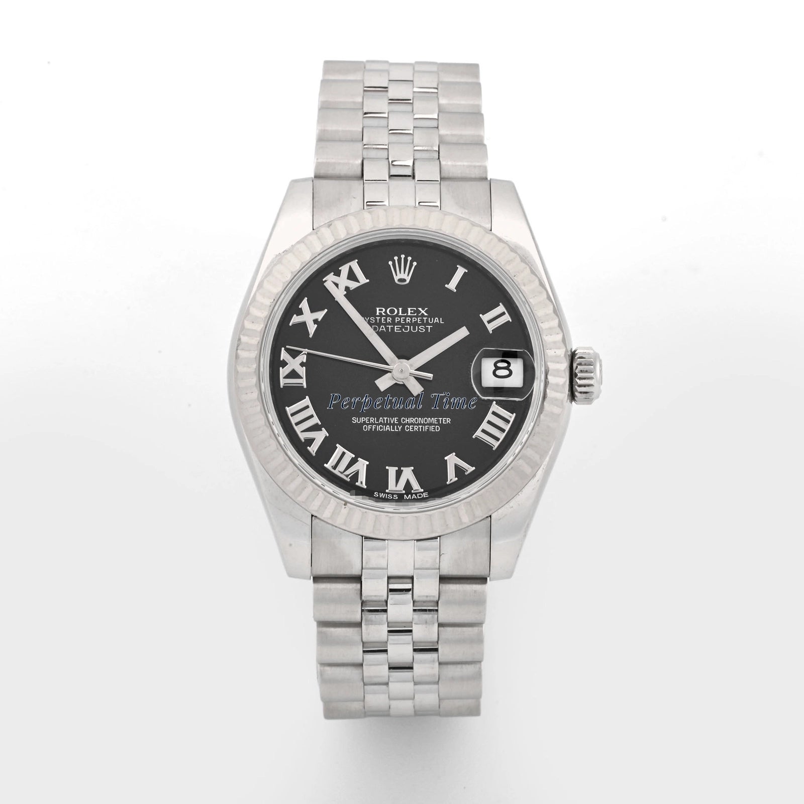 Rolex Datejust 31 Black Roman Dial on Jubilee 178274 Card 2010
