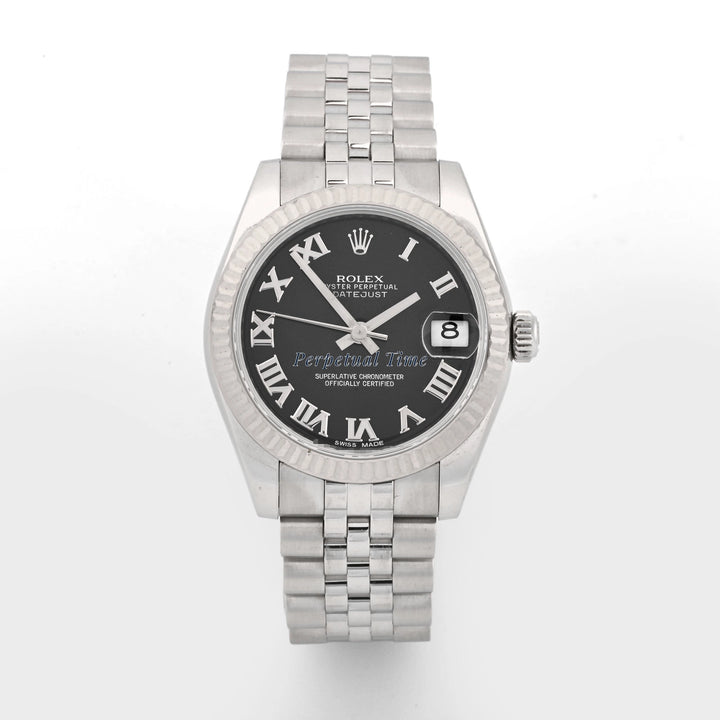 Rolex Datejust 31 Black Roman Dial on Jubilee 178274 Card 2010