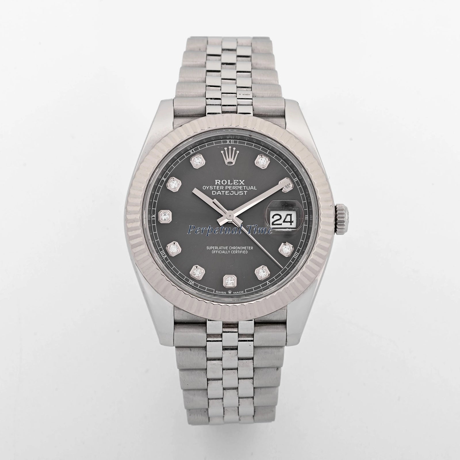 Rolex Datejust 41 Dark Rhodium Diamond Dial on Jubilee 126334