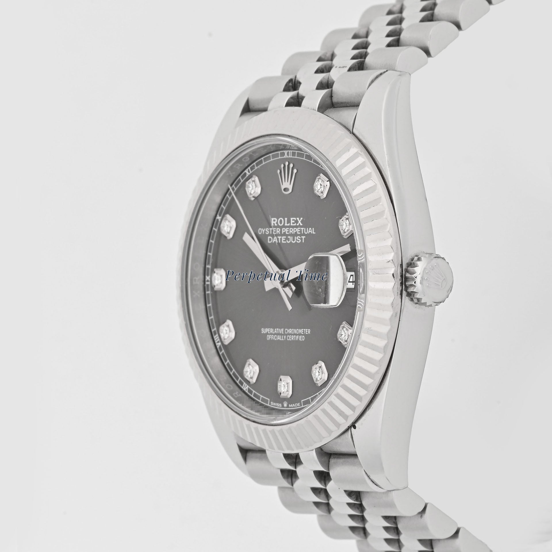 Rolex Datejust 41 Dark Rhodium Diamond Dial on Jubilee band 126334