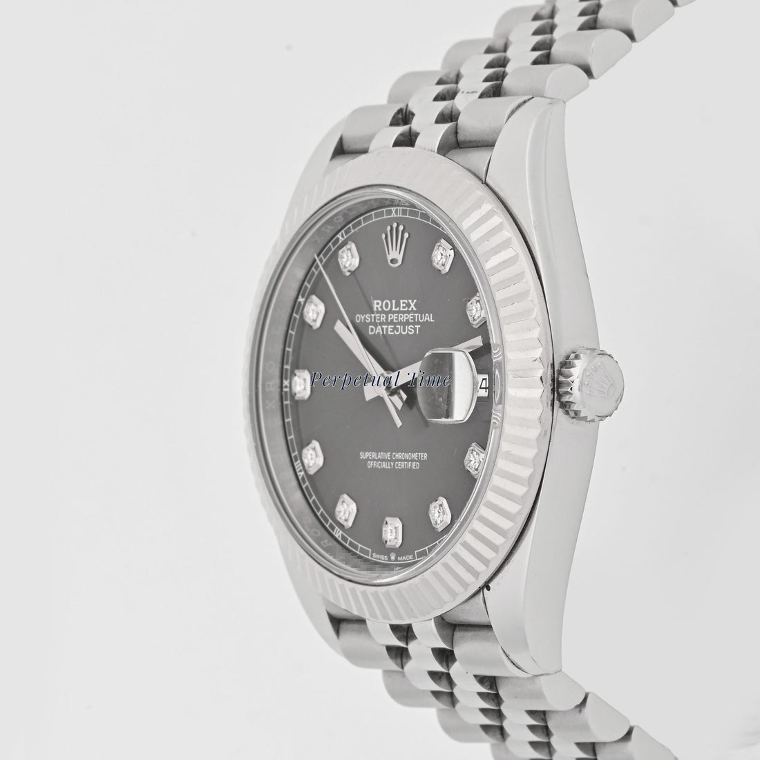 Rolex Datejust 41 Dark Rhodium Diamond Dial on Jubilee band 126334