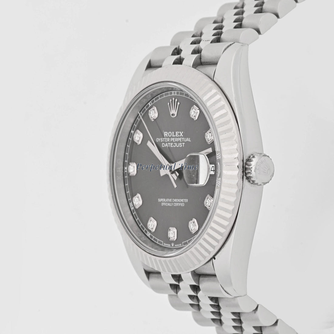 Rolex Datejust 41 Dark Rhodium Diamond Dial on Jubilee 126334