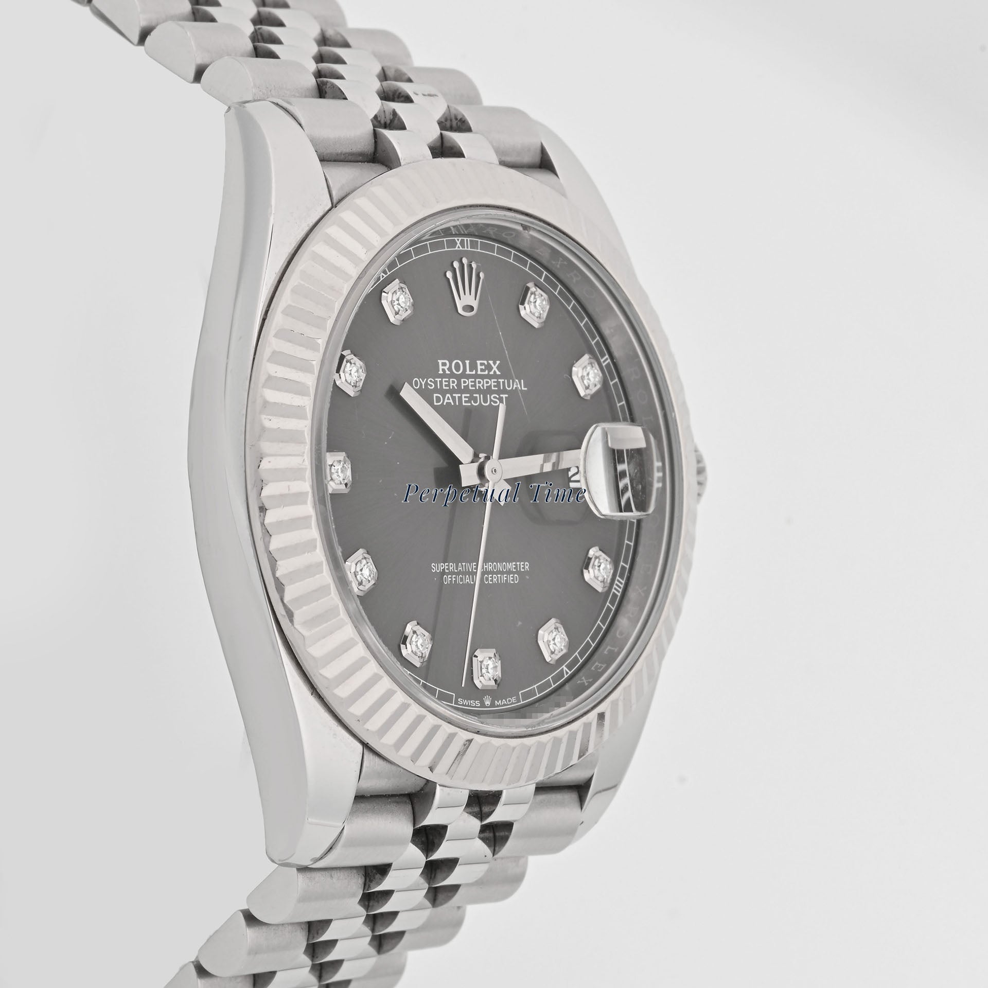Rolex Datejust 41 Dark Rhodium Diamond Dial on Jubilee band 126334
