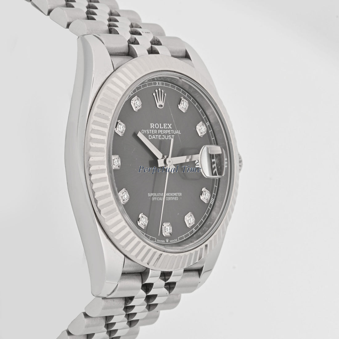 Rolex Datejust 41 Dark Rhodium Diamond Dial on Jubilee band 126334