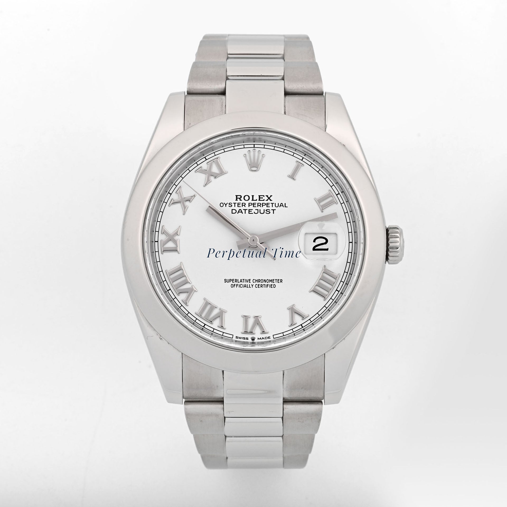 Rolex Datejust 41 White Roman Dial on Oyster band 126300 Card 2020