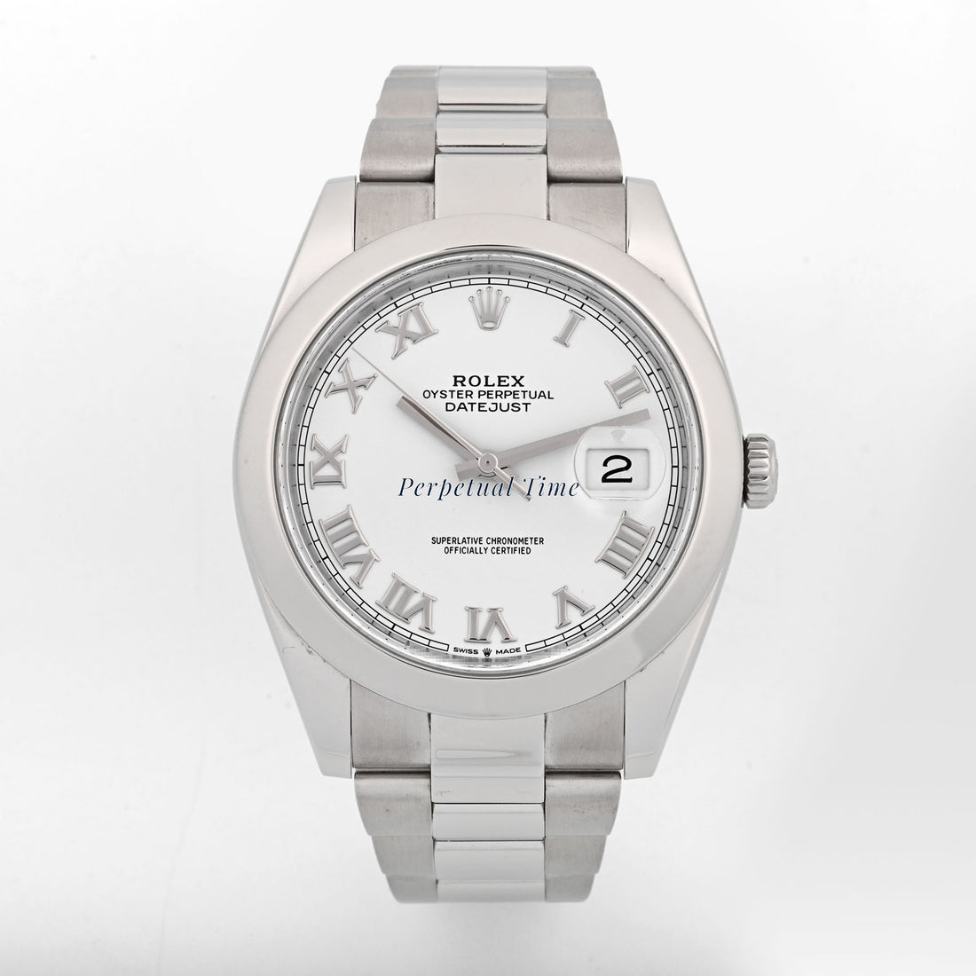 Rolex Datejust 41 White Roman Dial on Oyster band 126300 Card 2020
