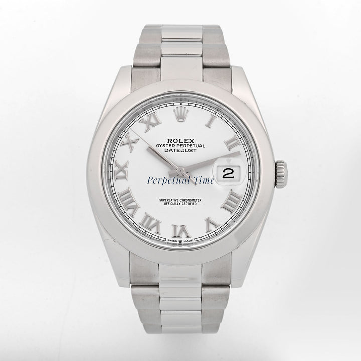 Rolex Datejust 41 White Roman Dial on Oyster band 126300 Card 2020