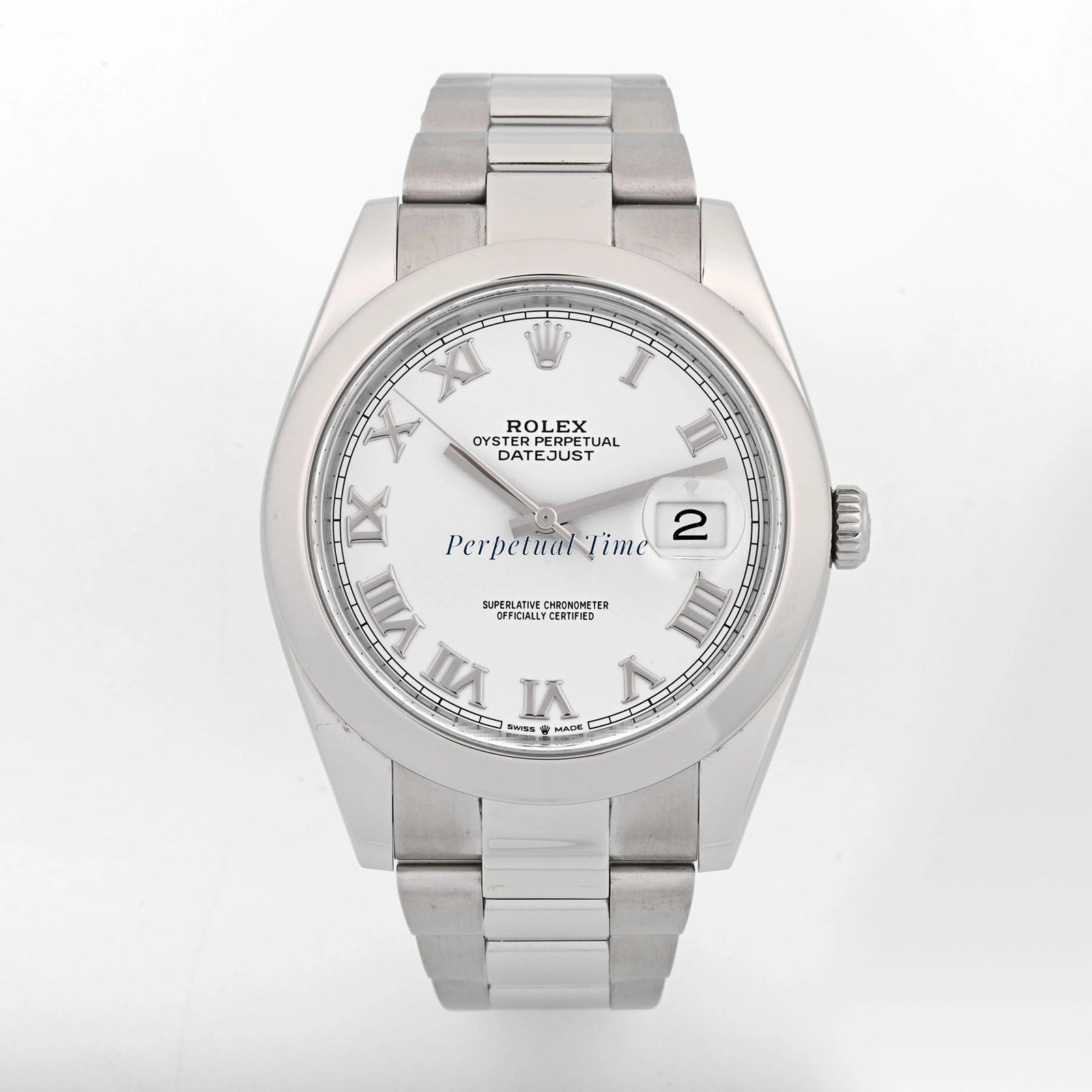Rolex Datejust 41 White Roman Dial on Oyster 126300 Card 2020