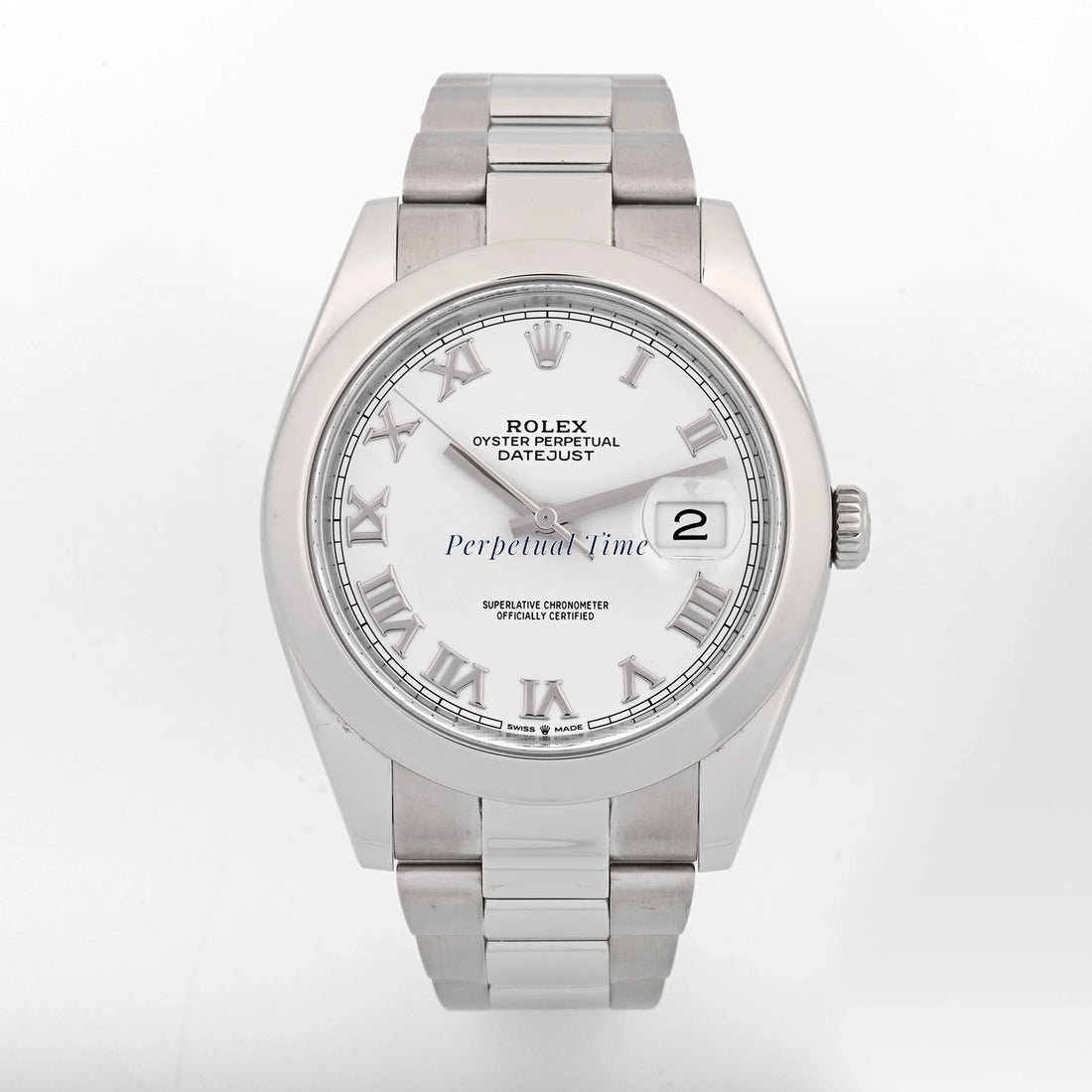 Rolex Datejust 41 White Roman Dial on Oyster 126300 Card 2020