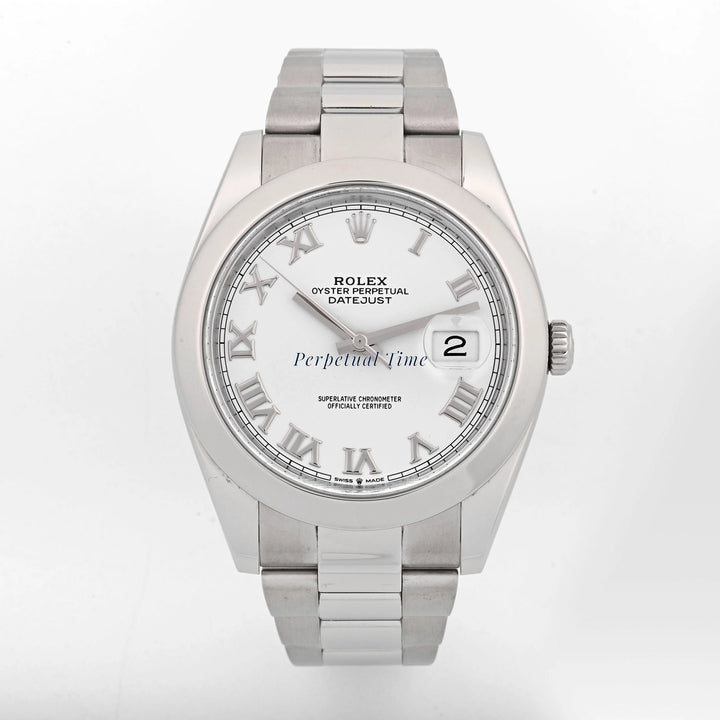 Rolex Datejust 41 White Roman Dial on Oyster 126300 Card 2020
