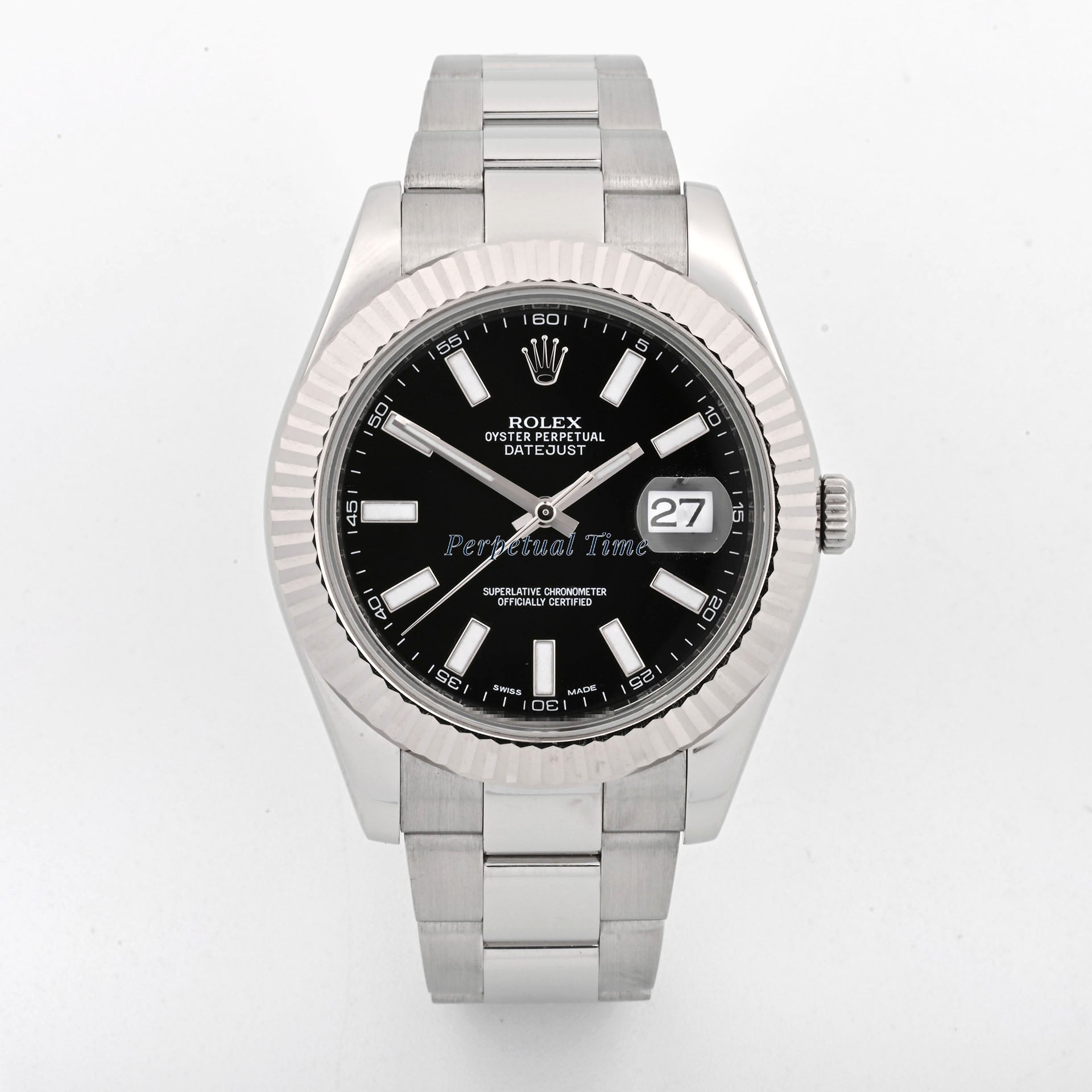 Rolex Datejust II Black Stick Dial on Oyster band 116334 Card 2011
