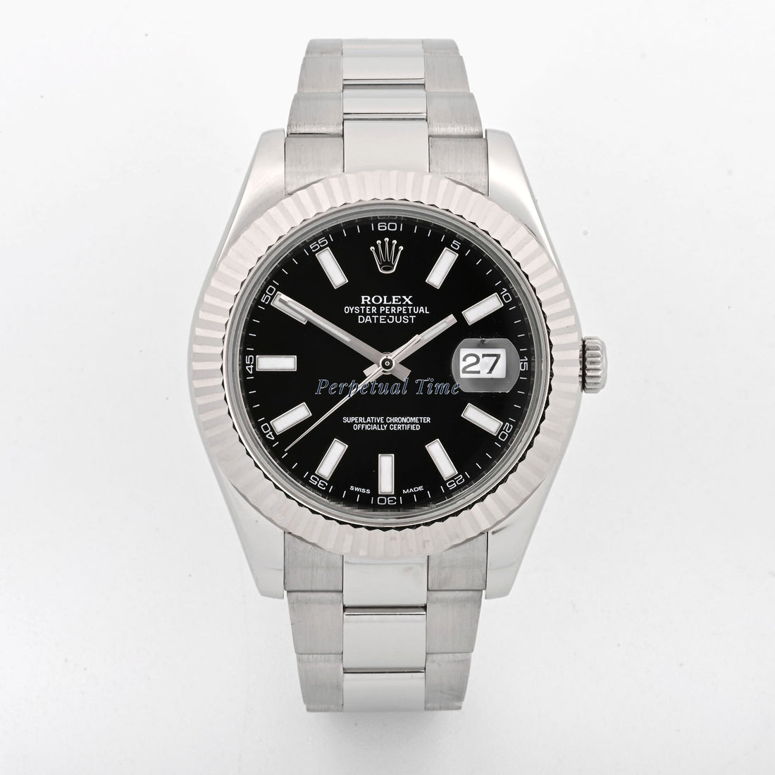 Rolex Datejust II Black Stick Dial on Oyster band 116334 Card 2011