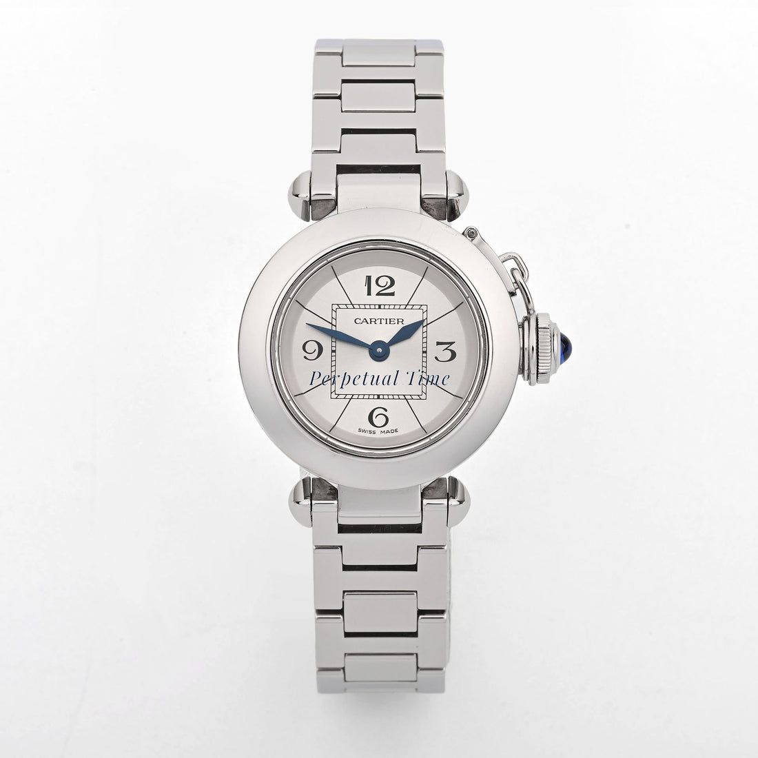 cartier Miss Pasha silver arabic Dial on Bracelet band W3140007