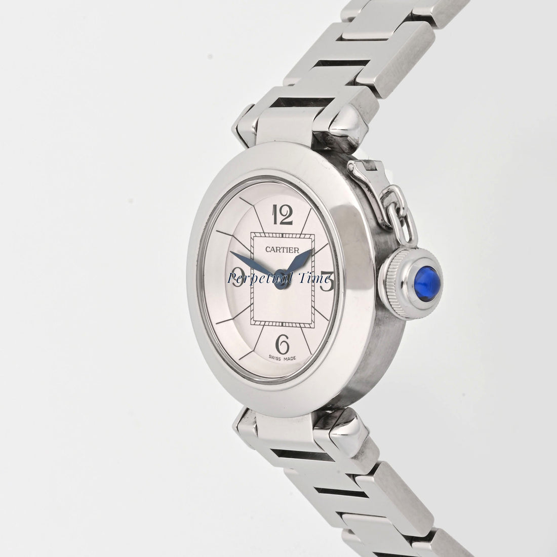 cartier Miss Pasha silver arabic Dial on Bracelet band W3140007