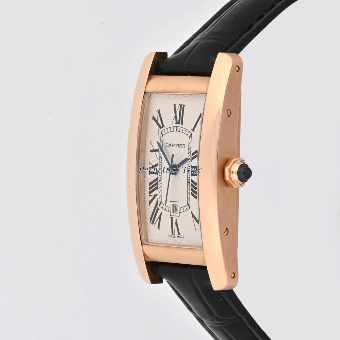Cartier Tank Americaine Medium Silver Dial on Leather band W2620030