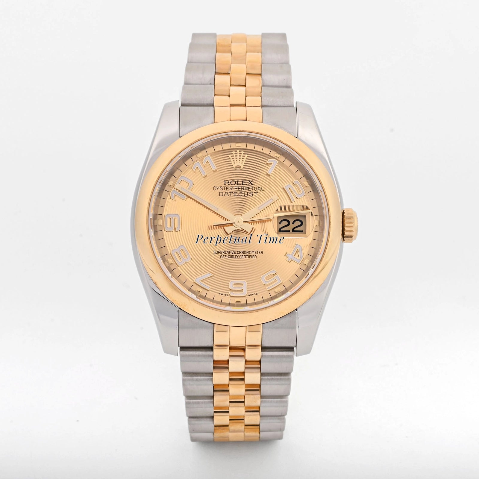 Rolex Datejust 36 Champagne arabic sun beam Dial on Jubilee 116203