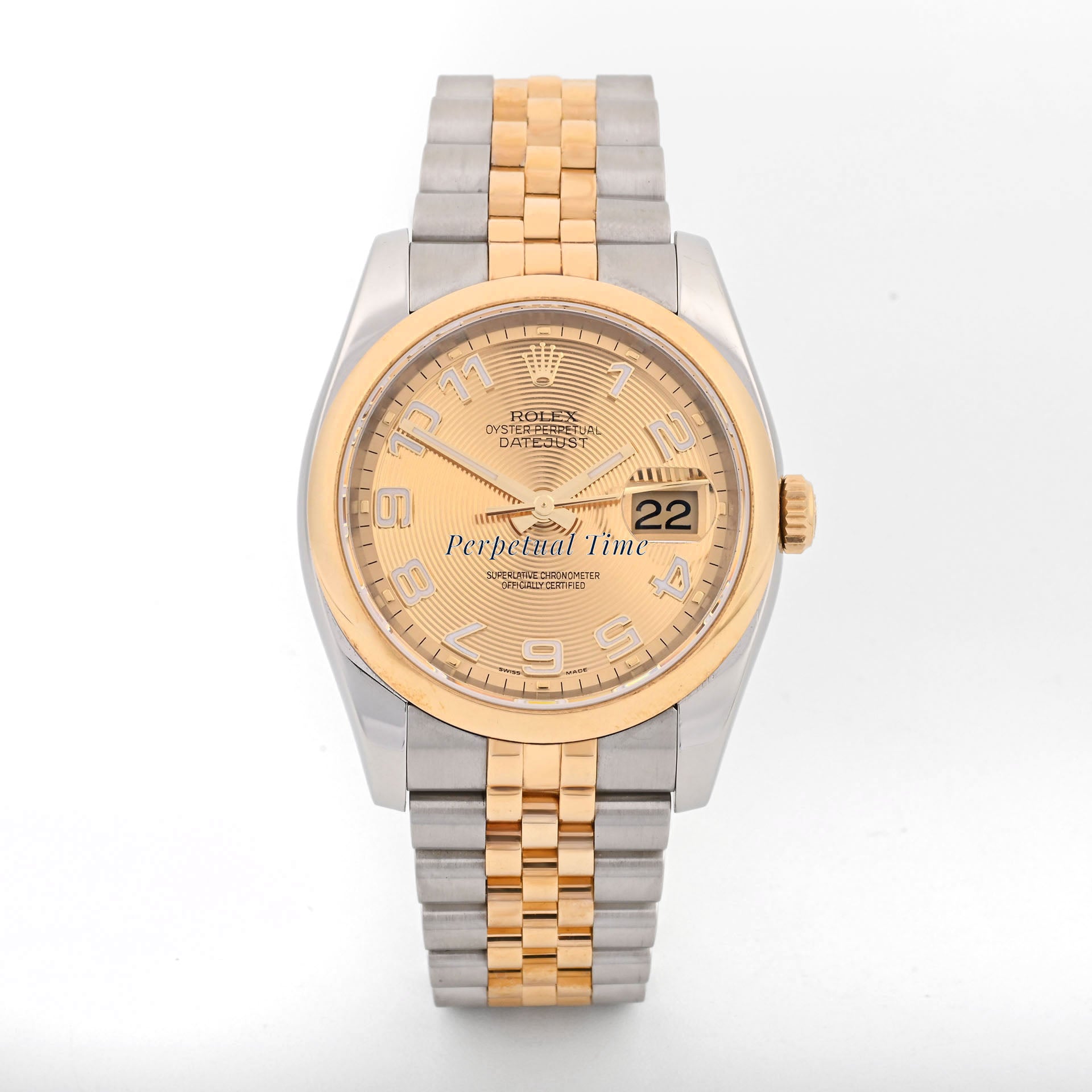 Rolex Datejust 36 Champagne arabic sun beam Dial on Jubilee band 116203