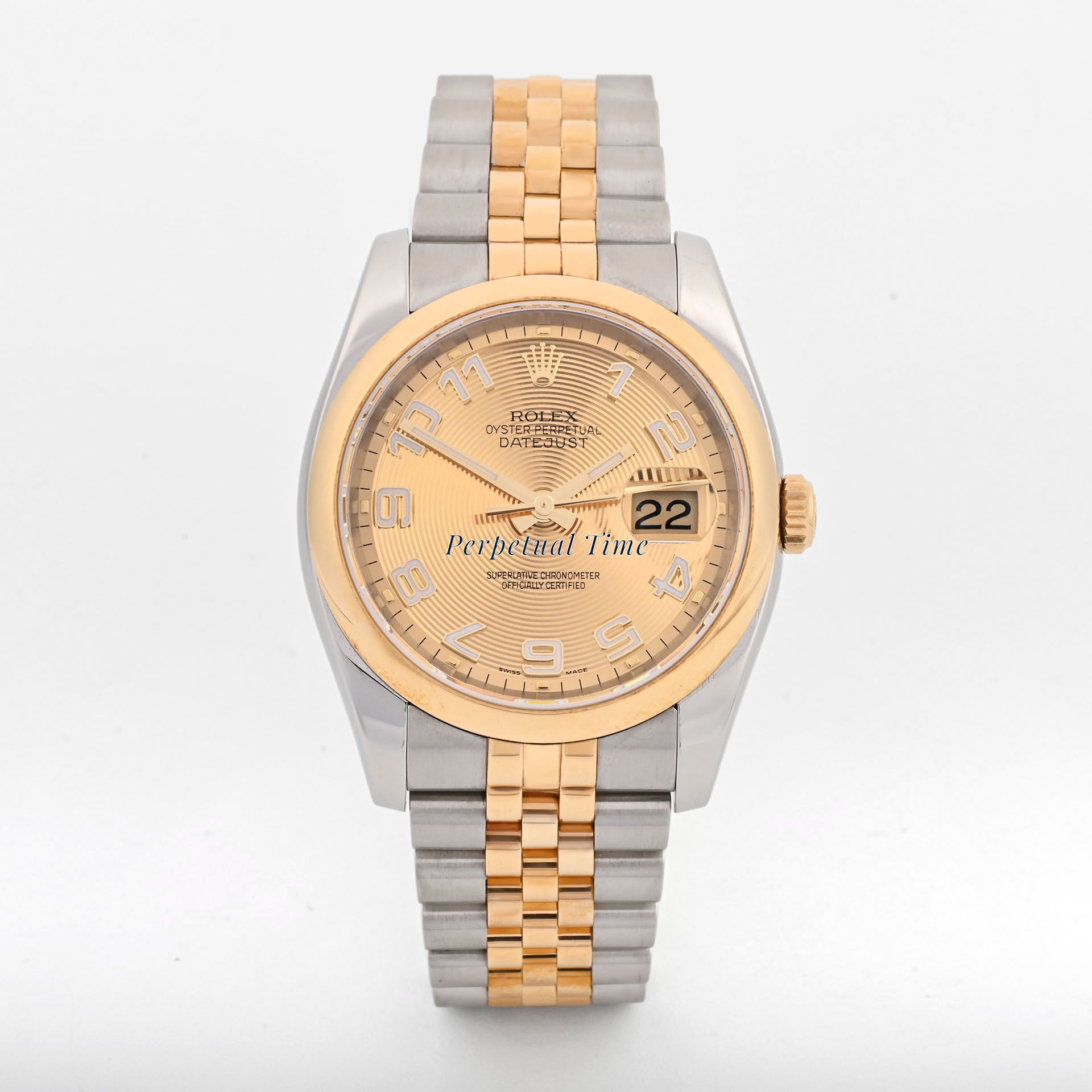 Rolex Datejust 36 Champagne arabic sun beam Dial on Jubilee band 116203