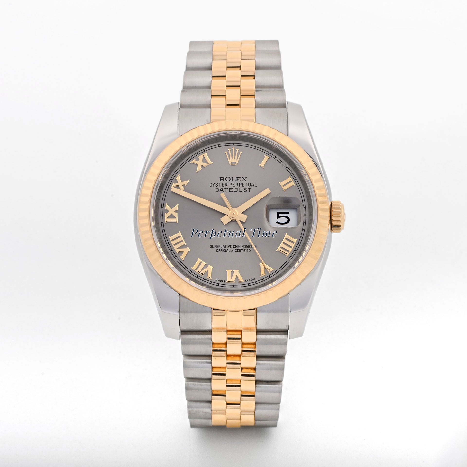 Rolex Datejust 36 Gray Roman Dial on Jubilee band 116233 Card 2012