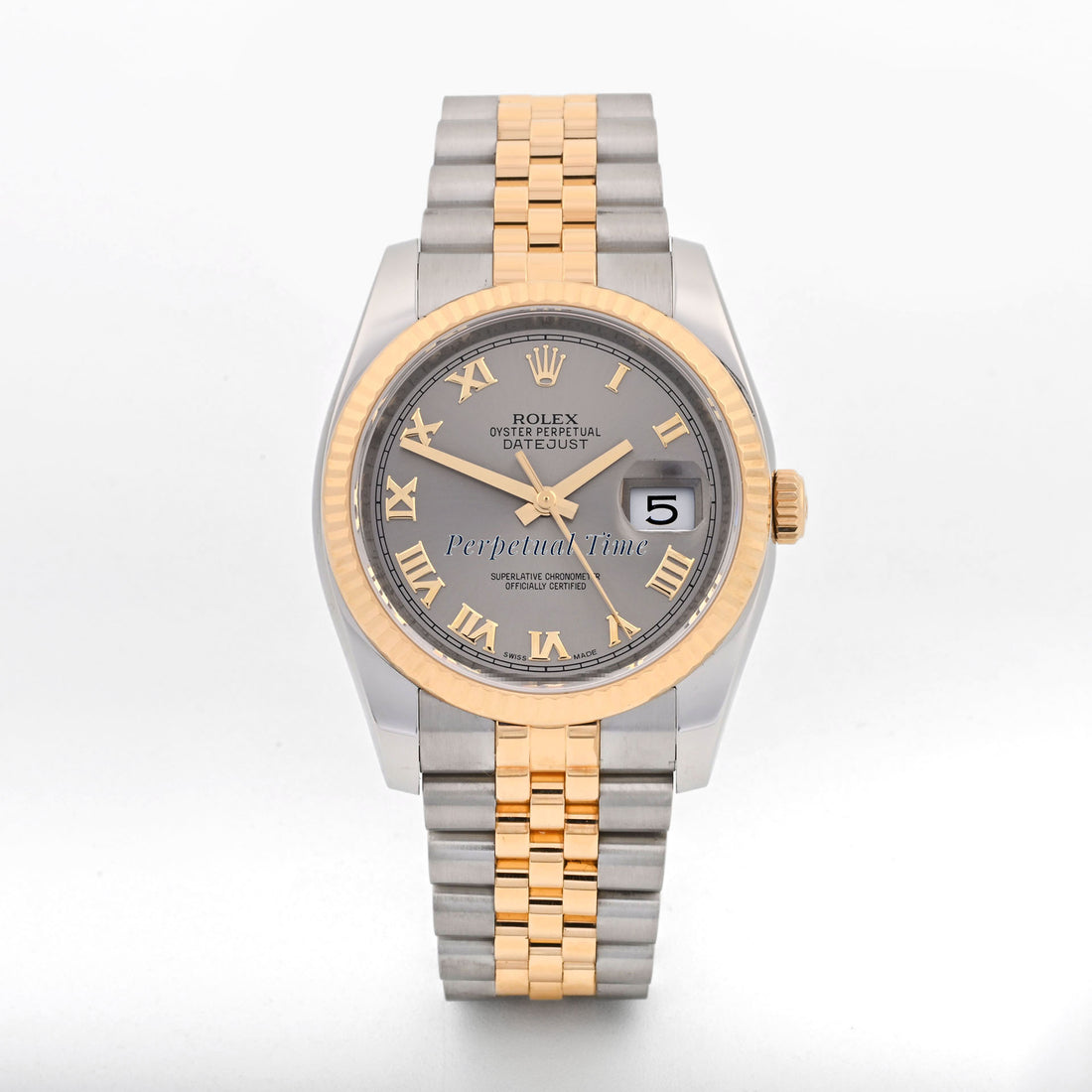 Rolex Datejust 36 Gray Roman Dial on Jubilee band 116233 Card 2012