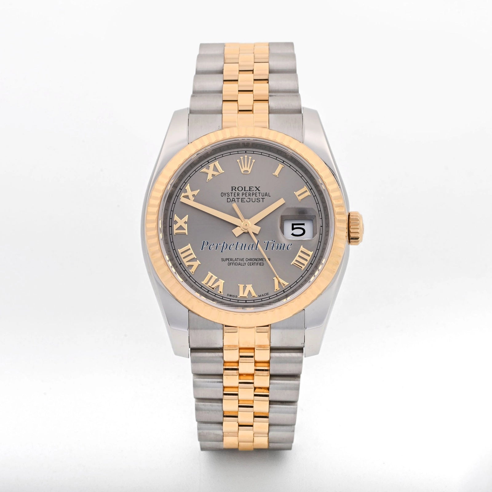 Rolex Datejust 36 Gray Roman Dial on Jubilee 116233 Card 2012
