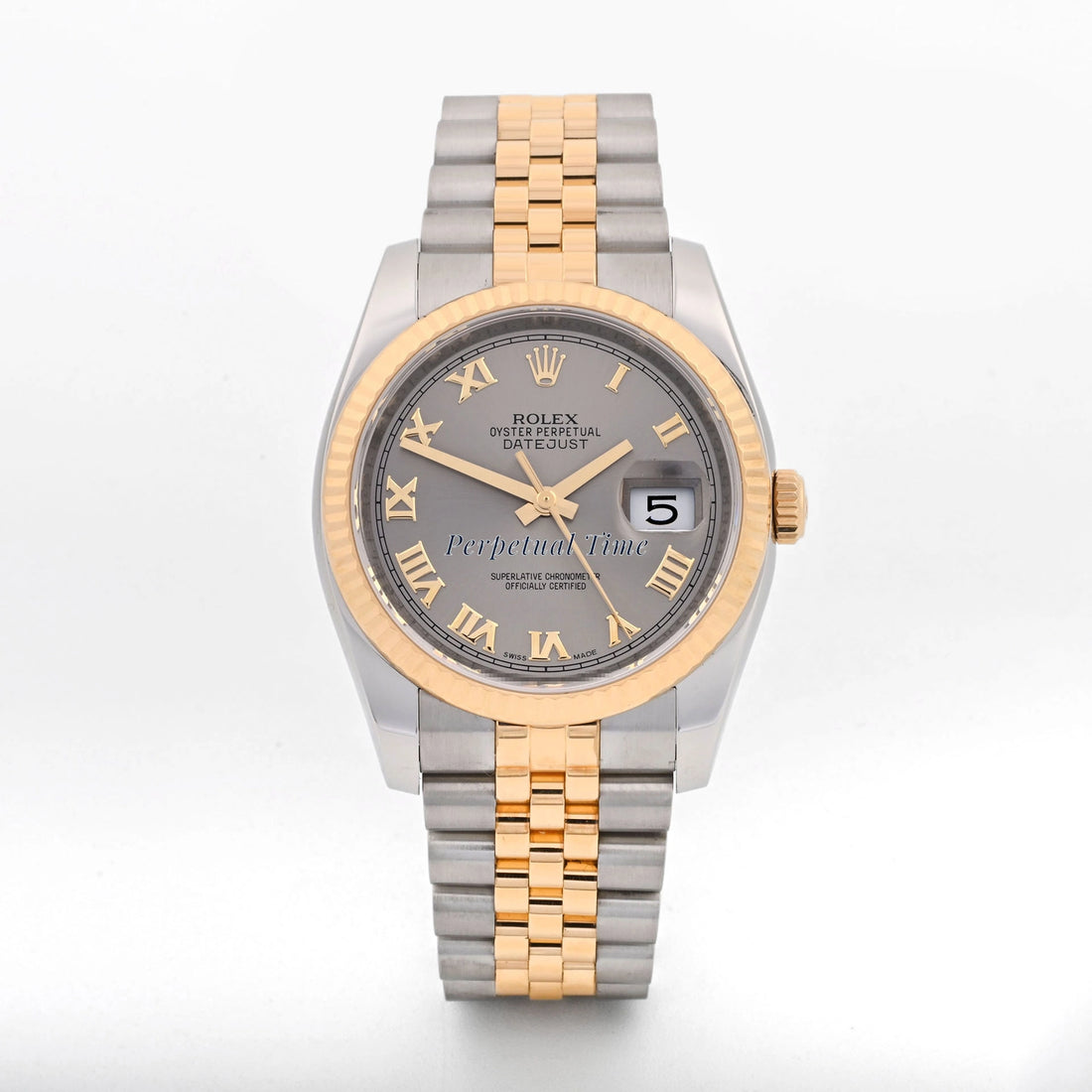 Rolex Datejust 36 Gray Roman Dial on Jubilee 116233 Card 2012