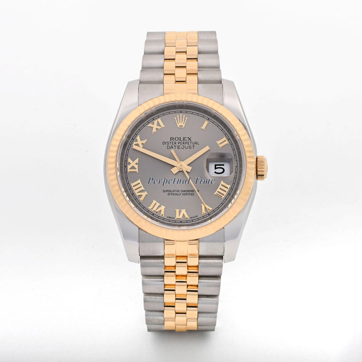 Rolex Datejust 36 Gray Roman Dial on Jubilee 116233 Card 2012