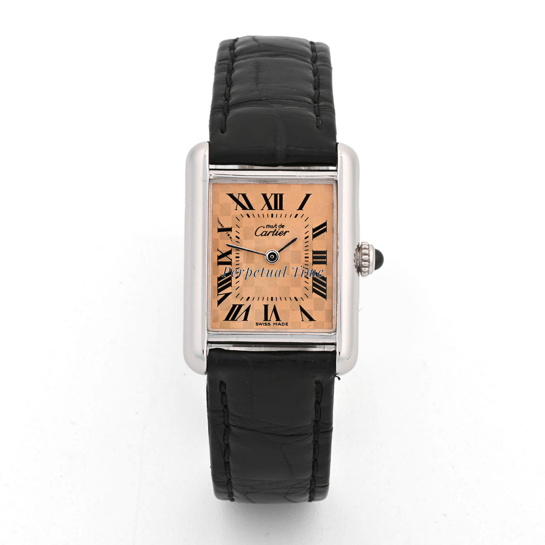 Cartier Tank Orange chessboard Dial on Leather band W1017654