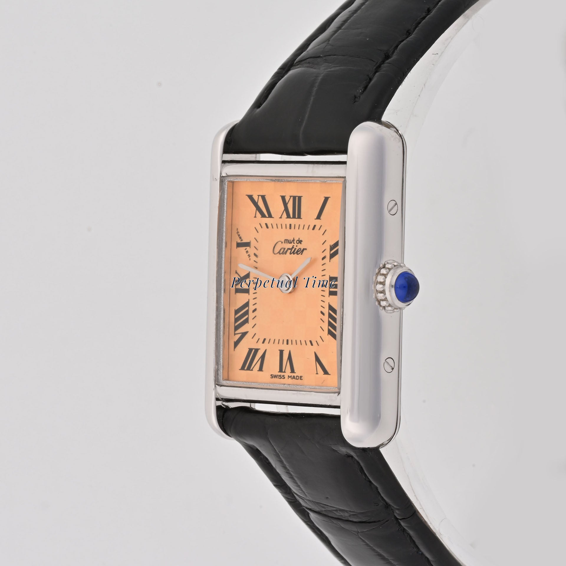 Cartier Tank Orange chessboard Dial on Leather band W1017654