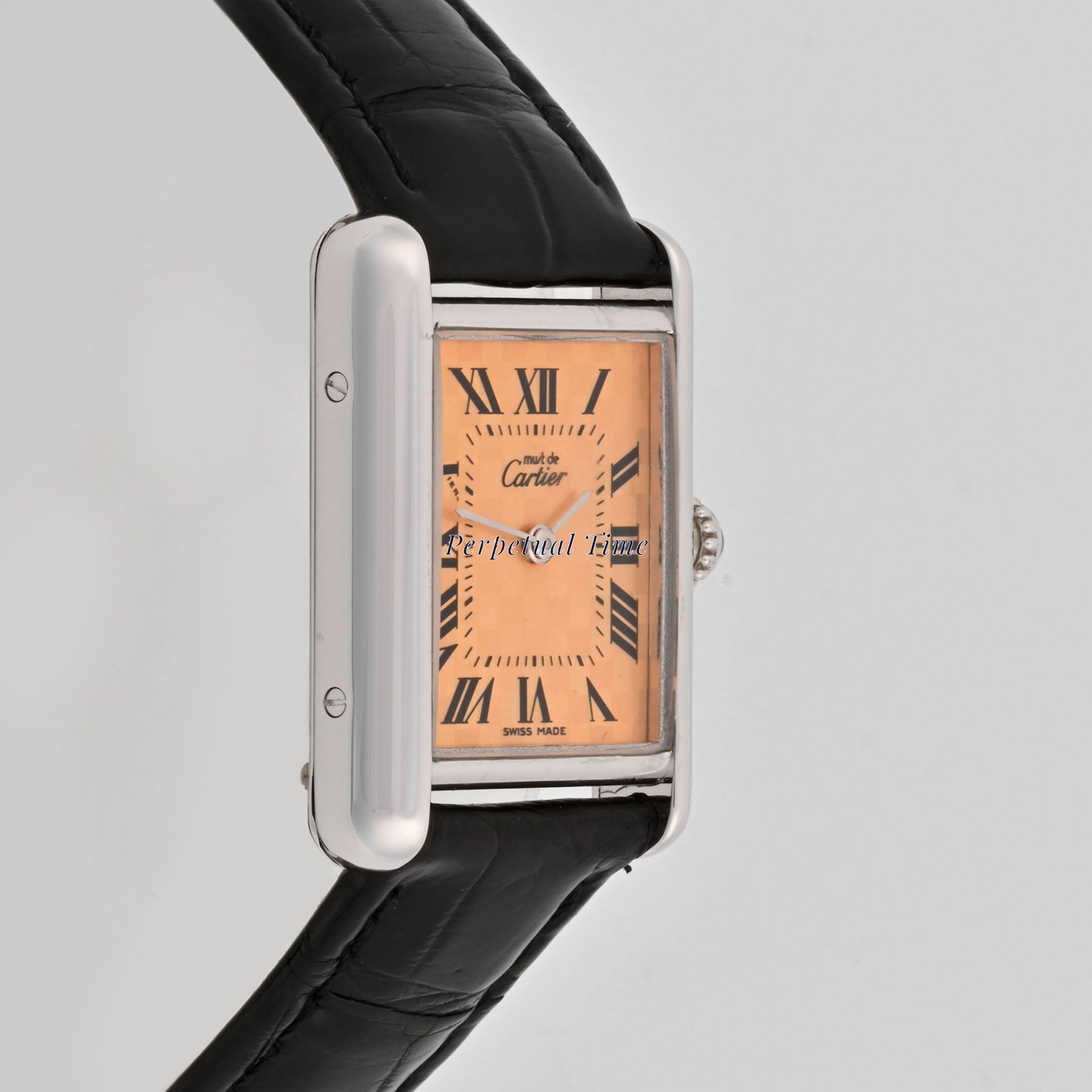 Cartier Tank Orange chessboard Dial on Leather band W1017654